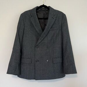 CLUB MONACO Men's Dark Gray Wool Blend Grant Fit Double Button Pea Coat Size 40